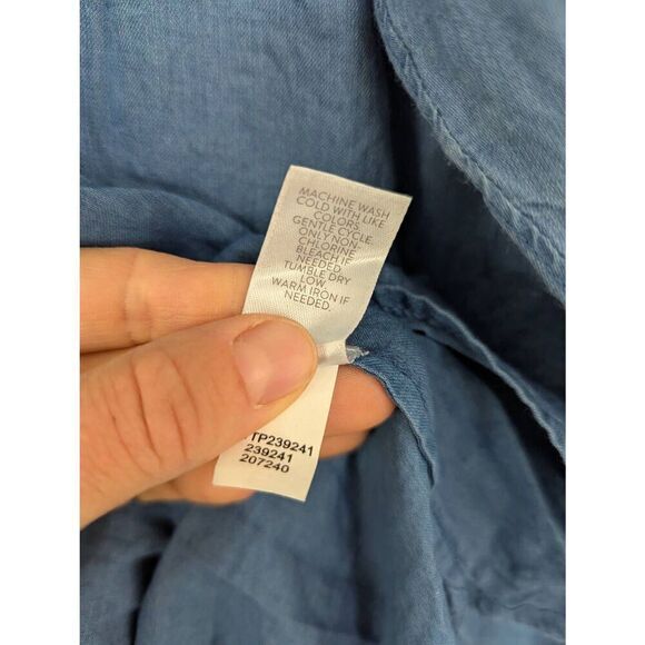 J. Jill Indigo‎ Popover Top women's size medium chambray oversized - Picture 6 of 7